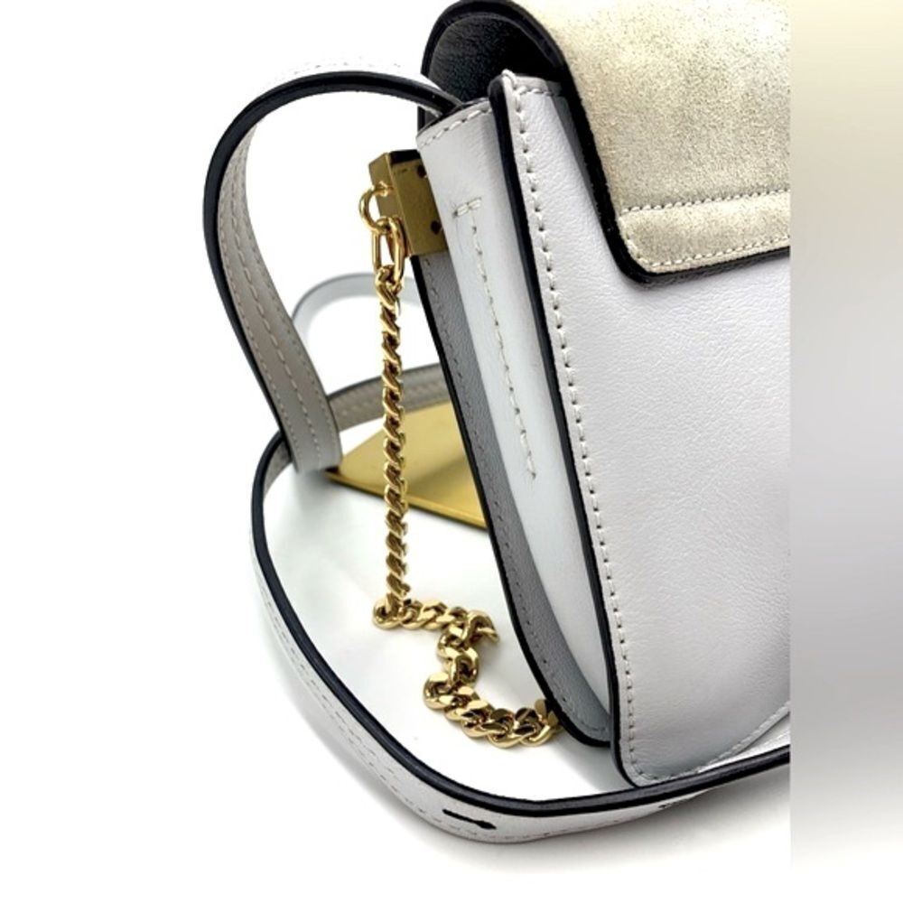Auth CHLOE Small Faye Crossbody Bag Powder Blue Leather Putty Suede Very Good - Picture 14 of 16